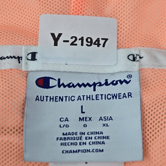 Champion Women Jacket L Pink Logo Embroidery Windbreaker Activewear Zipper - Picture 3 of 10